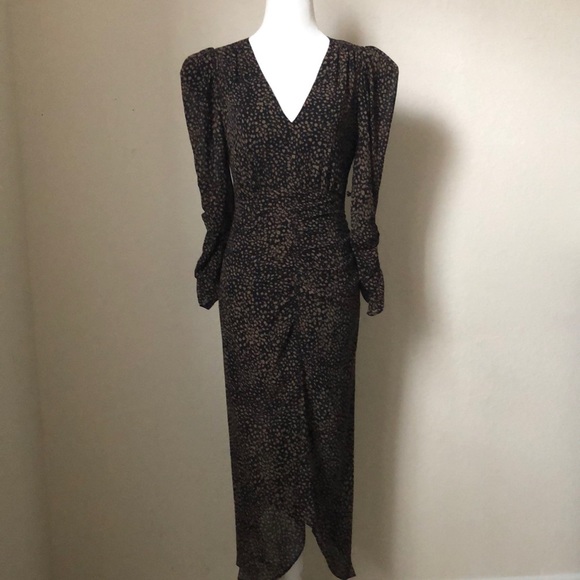 Astr Leopard Print Ruched Front Midi Dress - Picture 2 of 7